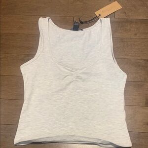 Forever 21 White Fitted Ruched Tank Top